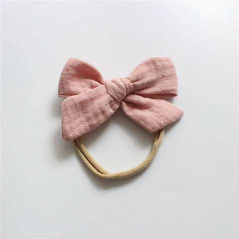 Gauze Bow Headband: Blush