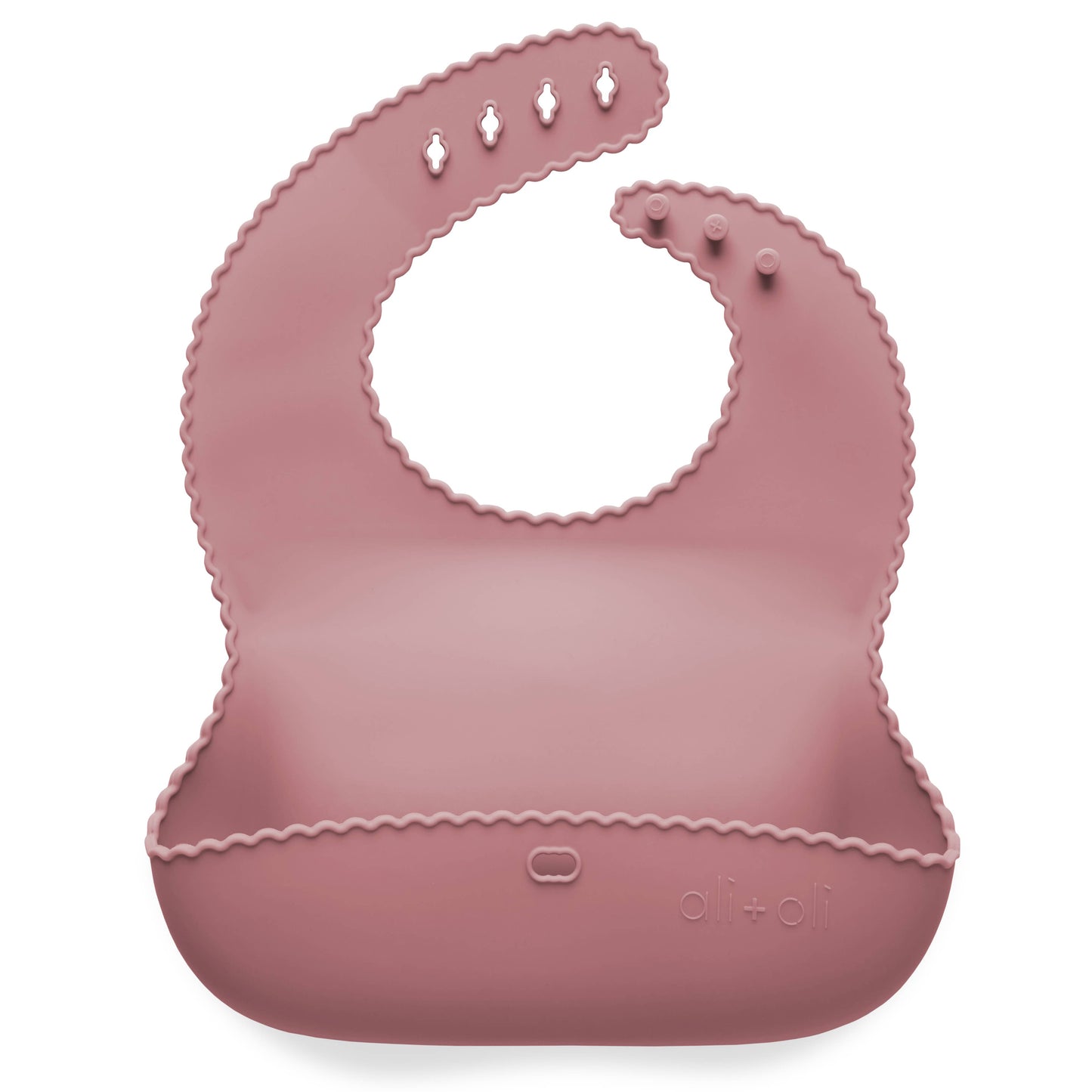 Silicone Roll Up Bib for Baby - Wavy Edge Dusty Rose