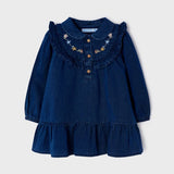 Floral embroidered denim dress