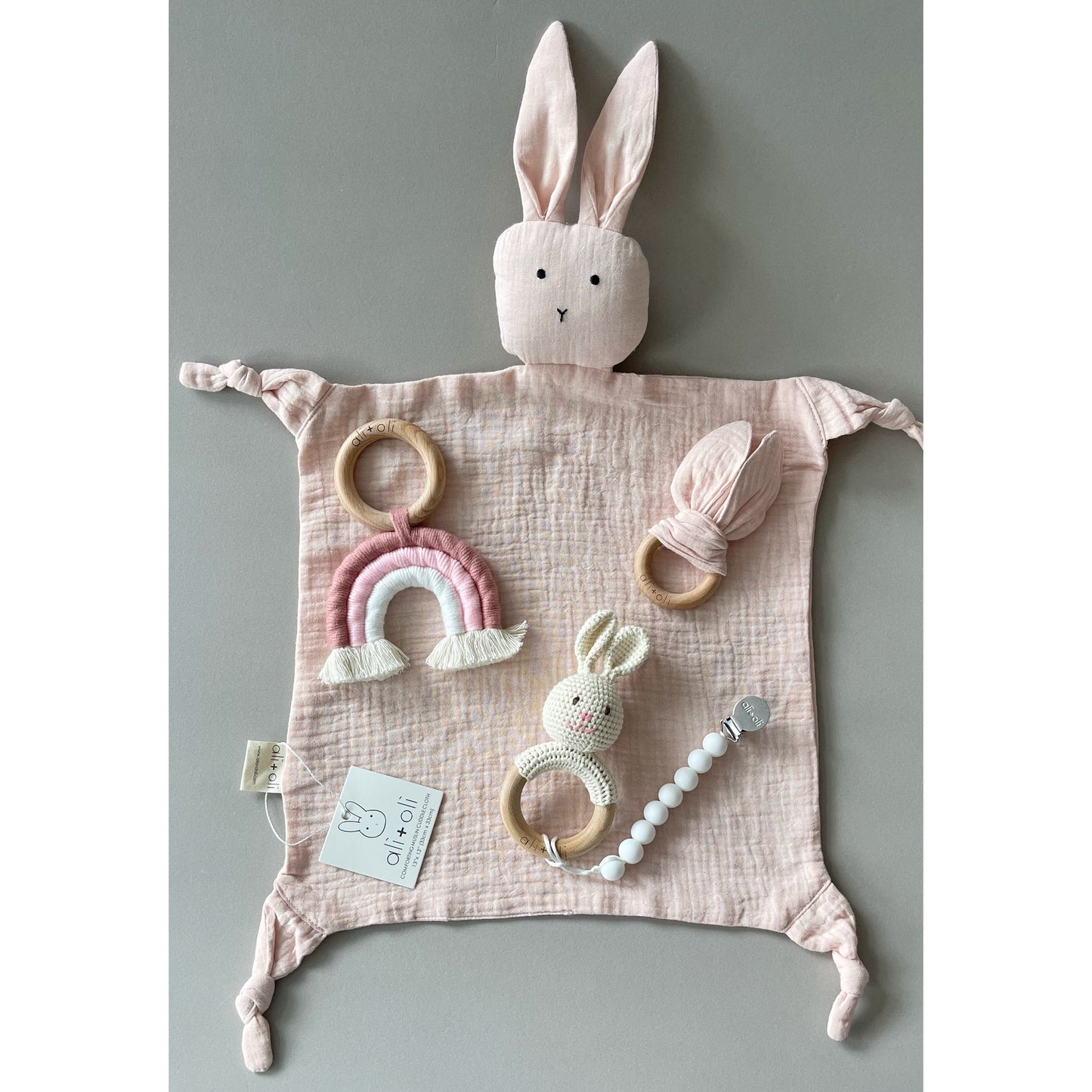 Cuddle Security Blanket Soft Muslin Cotton: Pink Bunny