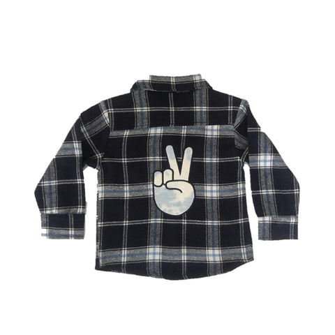 Peace Hand Flannel: Grey