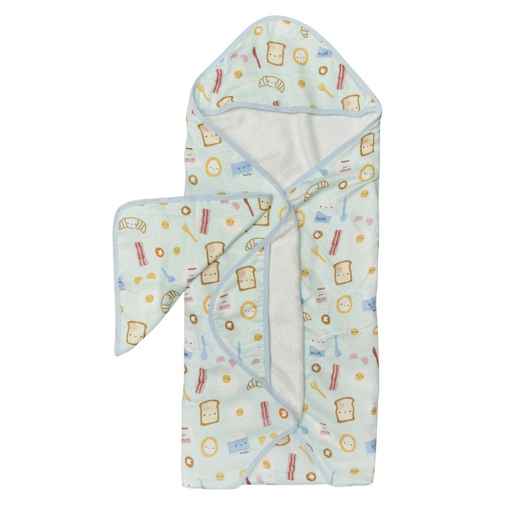 Breakfast Blue Hooded Towel Set