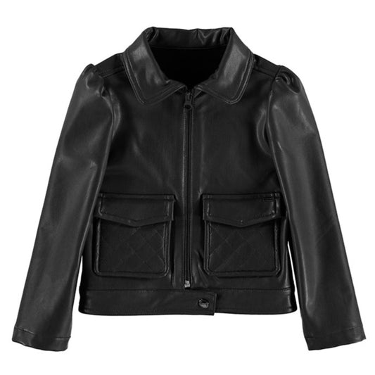 Faux Leather Jacket w/ Pockets