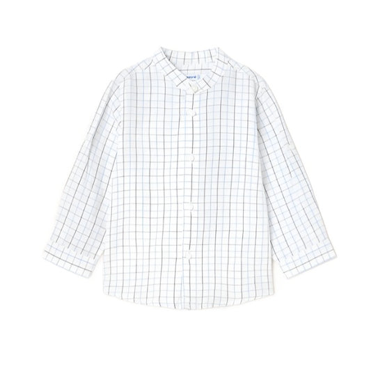 Linen Long Sleeve Print Shirt: Plaid Print