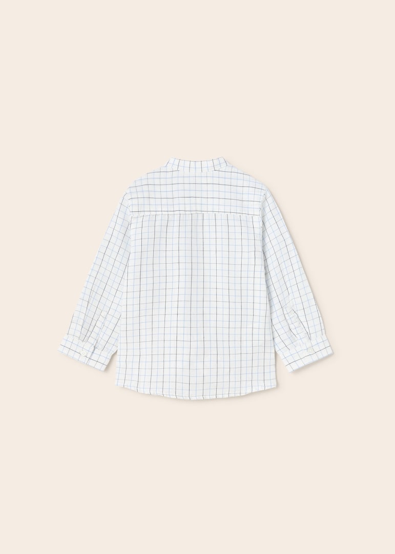 Linen Long Sleeve Print Shirt: Plaid Print