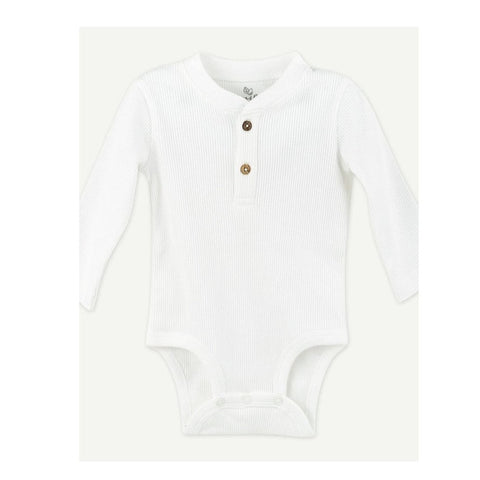 Neutral Ivory Henley Bodysuit: Ivory
