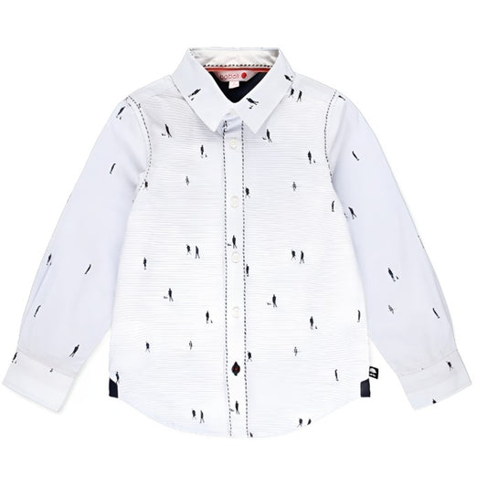 Walking Silhouettes Long Sleeve Button Up