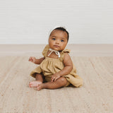 Woven Ruffle Dress: Gold
