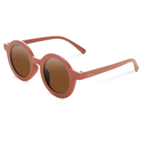 Retro Round Sunglasses for Kids: Rust