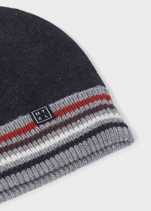Stripes hat-scarf set: H. Carbon