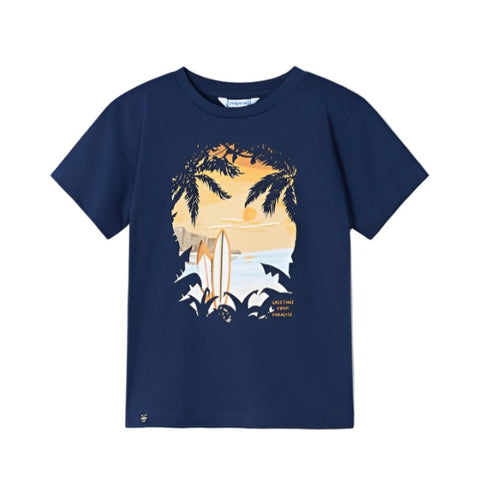 Cotton Print T-shirt: Blue