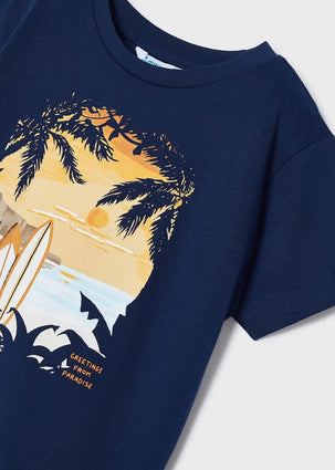 Cotton Print T-shirt: Blue