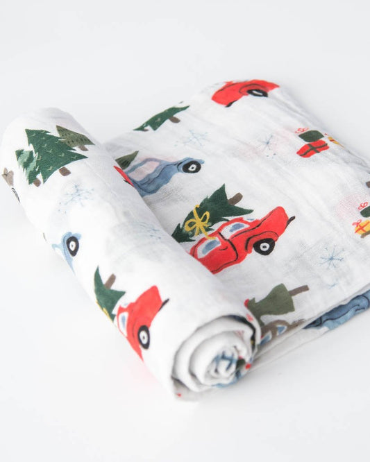 Cotton Muslin Swaddle Blanket - Holiday Haul