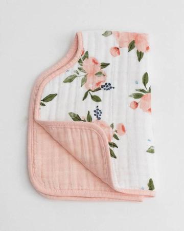 Cotton Muslin Burp Cloth: Watercolor Roses